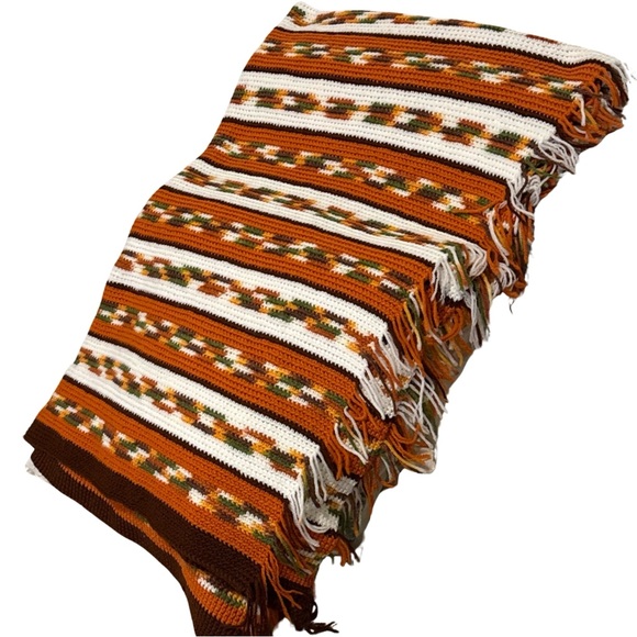 Vintage Midcentury Modern Handmade Afghan Throw Blanket EUC - Picture 2 of 7